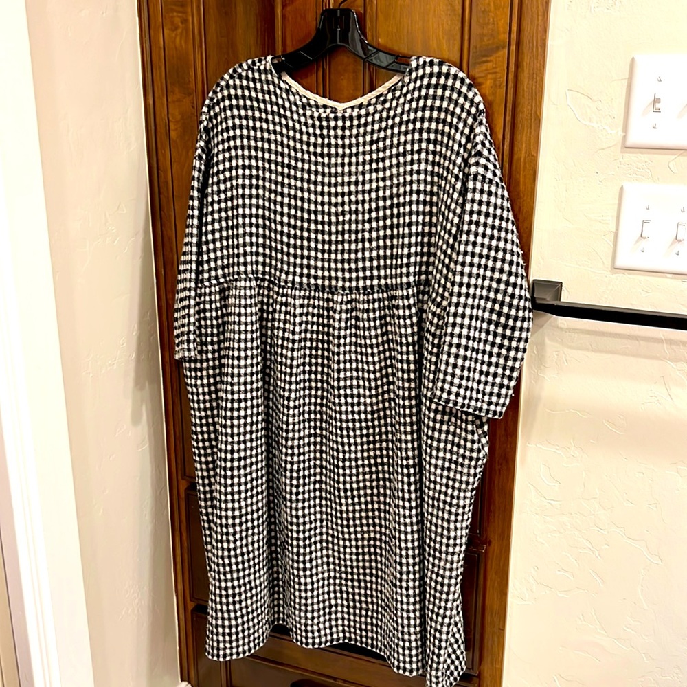 Ichi Antiquities Black & Ecru Gingham Dress One Size